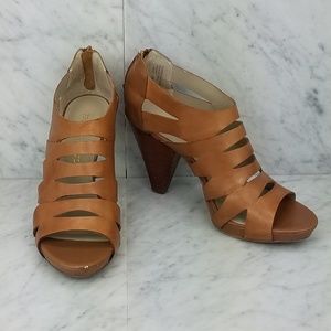 Franco Sarto - Tan Caged Open Toe Heeled Sandals